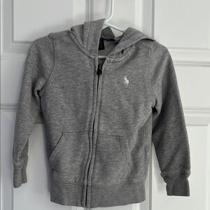 Gray Full-Zip Hoodie with Hood and Long Sleeves